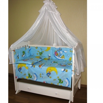 Фото детское постельное белье мишка на облаках голубой 7 предметов Детское постельное белье Мишка на облаках голубой 7 предметов