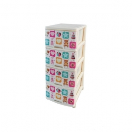 Пластиковый комод Мишки бежевый - описание