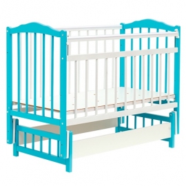 Детская кроватка Бамбини маятник цвет белый-голубой - описание