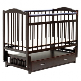 Детская кроватка Бамбини маятник с ящиком цвет темный орех - описание