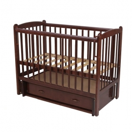 Детская кроватка Счастливый малыш Кроха 2 продольный маятник цвет темный орех - описание