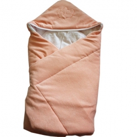 Конверт-одеяло велюр Papitto с вышивкой на липучке цвет персиковый - описание
