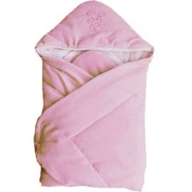 Конверт-одеяло велюр Papitto с вышивкой на липучке цвет розовый - описание
