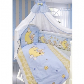 Детское постельное белье Золотой гусь Овечка на луне голубой - описание