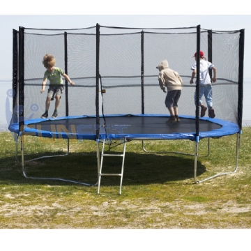 Фото батут funfit 490 см с сеткой и лестницей Батут FunFit 490 см с сеткой и лестницей