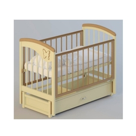 Детская кроватка Атон №7 Бабочка с ящиком цвет ваниль-бук - описание