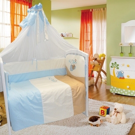 Детское постельное белье Евротек Мишка под одеялом голубой 7 пр. - описание