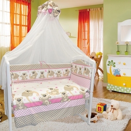 Детское постельное белье Евротек Мишка на месяце розовый 6 пр. - описание