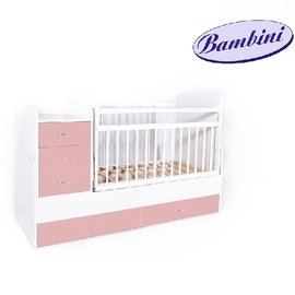 Детская кровать-трансформер Бамбини М 01 цвет бело-розовый - описание