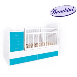 Детская кровать-трансформер Бамбини М 01 цвет бело-голубой - описание