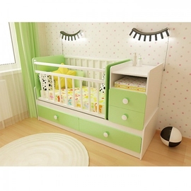 Детская кроватка-трансформер ФА-М Алеся цвет белый-лайм - описание