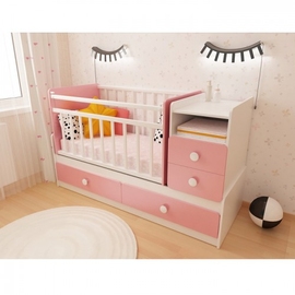 Детская кроватка-трансформер ФА-М Алеся цвет бело-розовый - описание