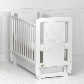 Детская кроватка Kitelli Micio поперечный маятник цвет белый - описание