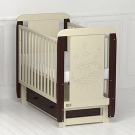 Детская кроватка Kitelli Micio поперечный маятник цвет венге-слоновая кость - описание