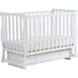 Детская кроватка Лель Кубаночка 4-40.3 продольный маятник цвет белый - описание