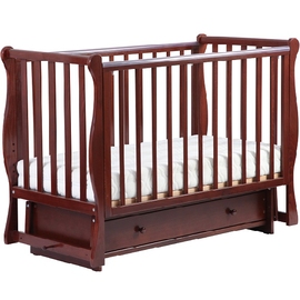 Детская кроватка Лель Кубаночка 4-40.3 продольный маятник цвет темный орех - описание