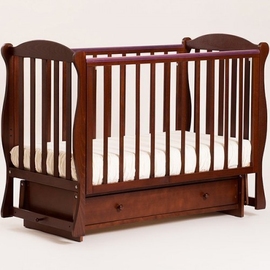 Детская кроватка Лель Кубаночка 6-42.3 продольный маятник цвет темный орех - описание