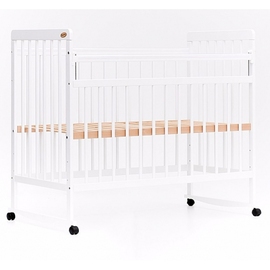 Детская кроватка Бамбини 03 колесо-качалка Евро Стиль цвет белый - описание