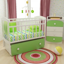 Детская кроватка ФА-М Милена 1 цвет белый-лайм - описание