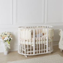 Круглая/овальная детская кроватка INCANTO Uoma da Vinchi с маятником цвет белый - фото 