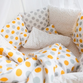 Детское постельное белье Баю Бай Звезды-кружочки бежевый в круглую/овальную кроватку 9 предметов - описание