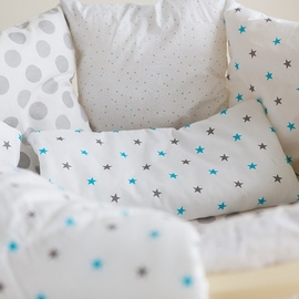 Детское постельное белье Баю Бай Звезды-кружочки синий в круглую/овальную кроватку 9 предметов - описание