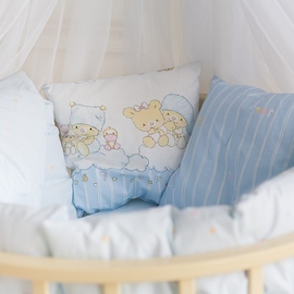 Детское постельное белье Баю Бай Мечта голубой в круглую/овальную кроватку 9 предметов - фото 