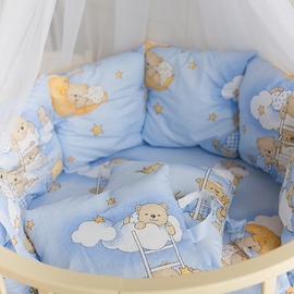 Детское постельное белье Баю Бай Нежность голубой в круглую/овальную кроватку 9 предметов - фото 