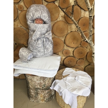 Комплект на выписку GulSara Бежевый (цветы) 7 предметов