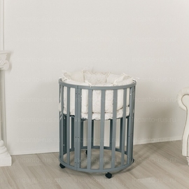 Круглая/овальная детская кроватка INCANTO Uoma da Vinchi без маятника цвет серый - фото 