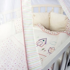 Комплект постельного в круглую/овальную кроватку Lapetti Домик для птички 6 предметов - описание