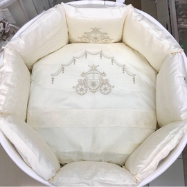 Комплект постельного в круглую/овальную кроватку Lapetti Карета цвет бежевый 6 предметов - описание