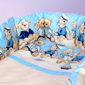 Комплект постельного в круглую/овальную кроватку Lapetti Морячки 6 предметов - описание