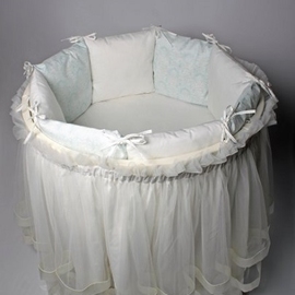 Комплект постельного в круглую/овальную кроватку Lapetti Эстель цвет бирюзовый 6 предметов - описание