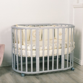 Круглая/овальная детская кроватка INСANTO Mimi 7 в 1 цвет серый - фото 