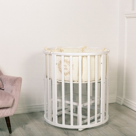 Круглая/овальная детская кроватка INCANTO Mimi 7 в 1 с маятником цвет белый - фото 