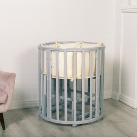 Круглая/овальная детская кроватка INCANTO Mimi 7 в 1 с маятником цвет серый - описание