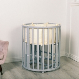 Круглая/овальная детская кроватка INCANTO Amelia 8 в 1 с маятником цвет белая ночь - описание