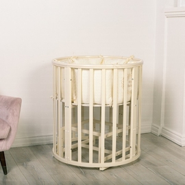 Круглая/овальная детская кроватка INCANTO Mimi 7 в 1 с маятником цвет слоновая кость - фото 