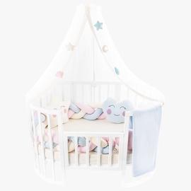 Комплект в круглую/овальную кроватку Золотой гусь Косичка Голубичка 8 предметов - описание