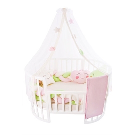 Комплект в круглую/овальную кроватку Золотой гусь Косичка Земляничка 8 предметов - описание