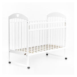 Детская кроватка Бамбини 18 колесо/качалка цвет белый - описание