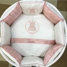 Комплект в круглую/овальную кроватку Lapetti Sweet Teddy 6 предметов розовый - фото 