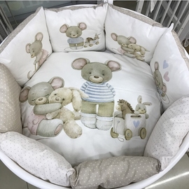 Комплект в круглую/овальную кроватку Lapetti Little Mouse 6 предметов - описание
