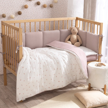 Фото комплект в кроватку перина лето розовое муслиновый 3 предмета Комплект в кроватку Перина Лето розовое муслиновый 3 предмета